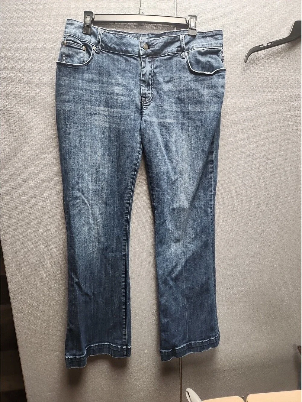 Stetson Jeans Womens 16 Long No. 214 City Trouser Wide Leg Flare Med/Dark Wash!.
